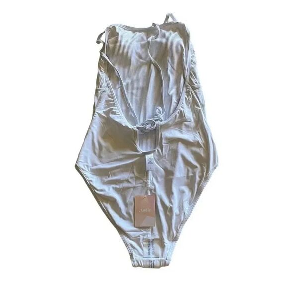 Andie THE PALOMA RIB White One Piece Adjustable Straps Padded  Suit SZ L #1437 - Picture 7 of 12